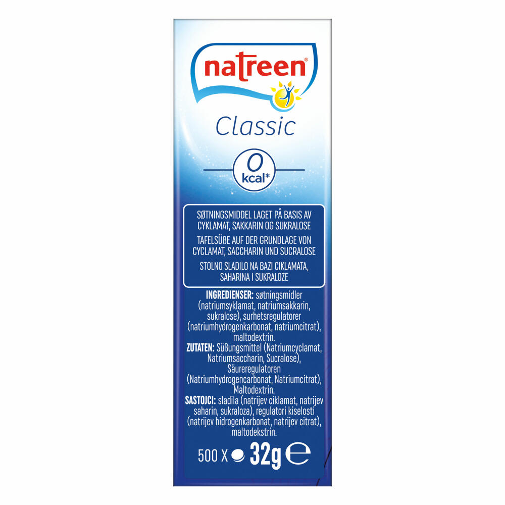Natreen Classic Tischspender, Süßstoff, Zuckerersatz, kalorienfreies Süßungsmittel, zuckerfrei Alternative, 500 Stück, 4060492
