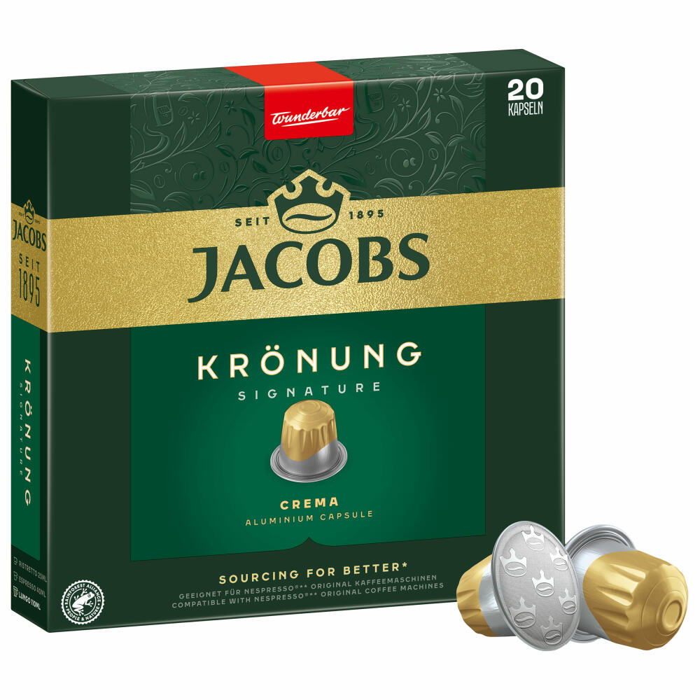 Jacobs Krönung Crema, Kaffeekapseln, Nespresso Kompatibel, Kaffee, 20 Kapseln á 5.2 g