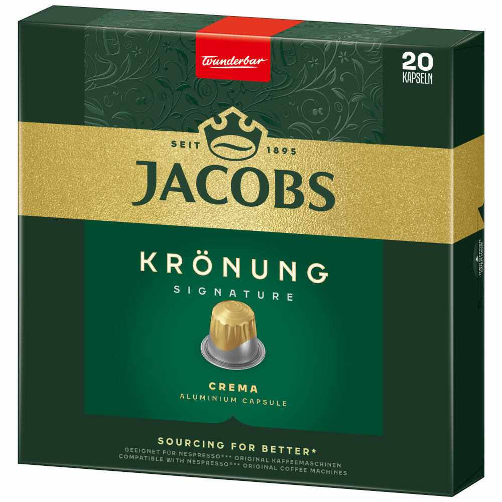 Jacobs Krönung Crema, Kaffeekapseln, Nespresso Kompatibel, Kaffee, 20 Kapseln á 5.2 g