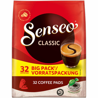 Senseo Kaffeepads Classic Vorratspackung, Klassisch, gemahlener Röstkaffee, 32 Pads