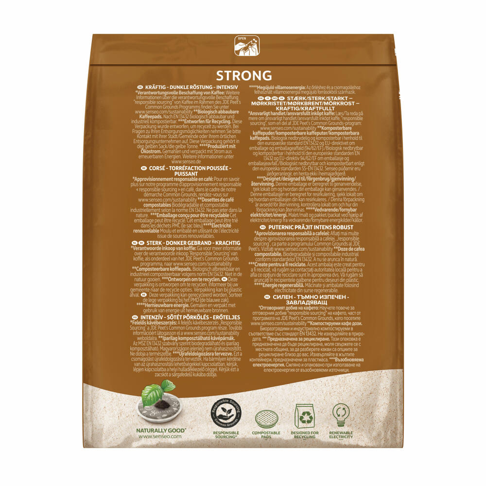 Senseo Kaffeepads Strong Vorratspackung, Kräftig, gemahlener Röstkaffee, 32 Pads