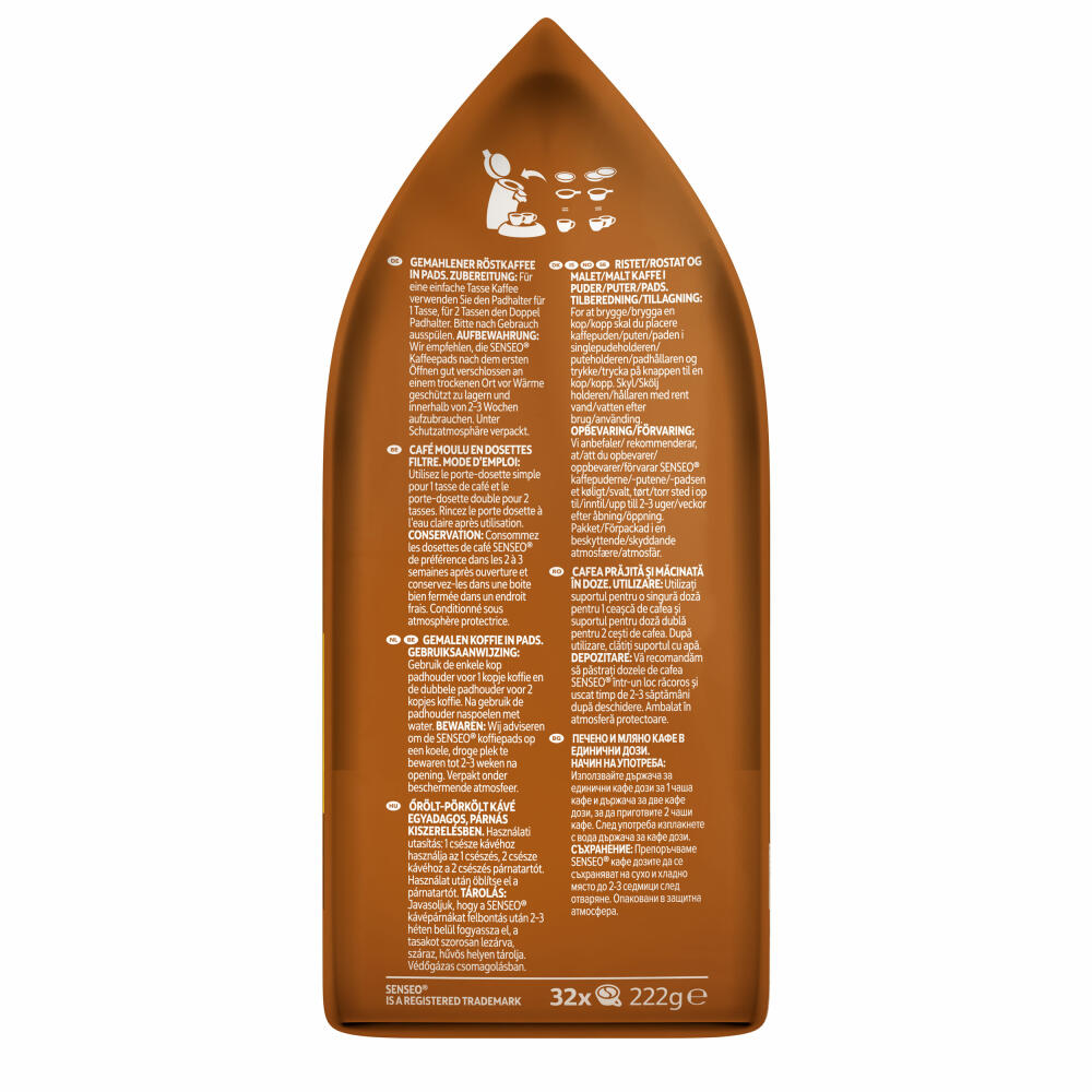 Senseo Kaffeepads Strong Vorratspackung, Kräftig, gemahlener Röstkaffee, 32 Pads