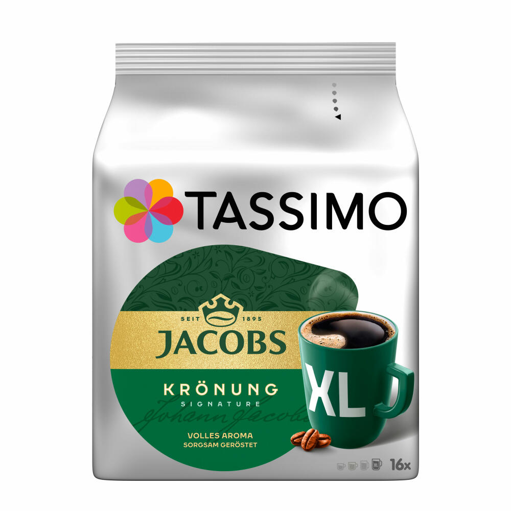Tassimo Jacobs Krönung XL Coffee Arabica Coffee Capsule Ground Roasted Coffee 16 T-Discs