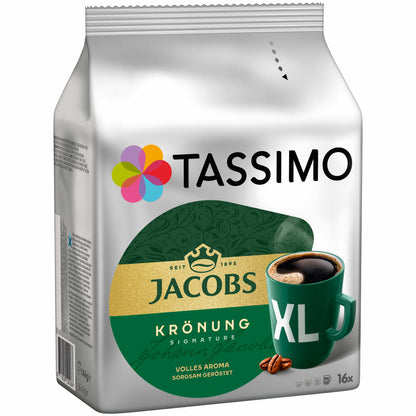 Tassimo Jacobs Krönung XL Coffee Arabica Coffee Capsule Ground Roasted Coffee 16 T-Discs