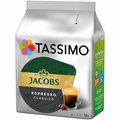 Tassimo Jacobs Espresso Classico, Kaffee, Kaffeekapsel, gemahlener Röstkaffee, 16 T-Discs