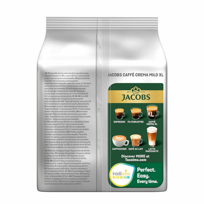 Tassimo Jacobs Caffè Crema mild XL, coffee capsule, coffee capsule, ground roasted coffee, 16 T-Discs