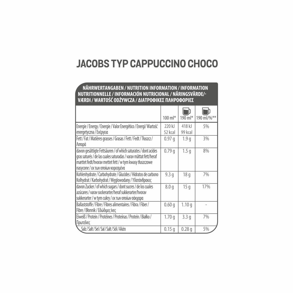 Tassimo Jacobs Cappuccino Choco, Coffee, Latte, Cocoa, Chocolate Flavor, Capsule, 8 T-Discs