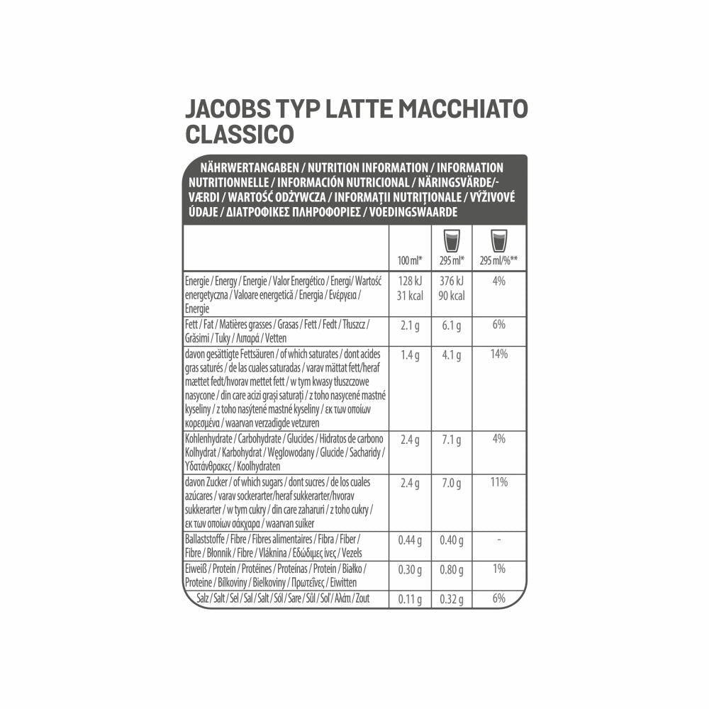 Tassimo Jacobs Latte Macchiato Classico, coffee, latte, capsules, 16 T-Discs (8 servings)
