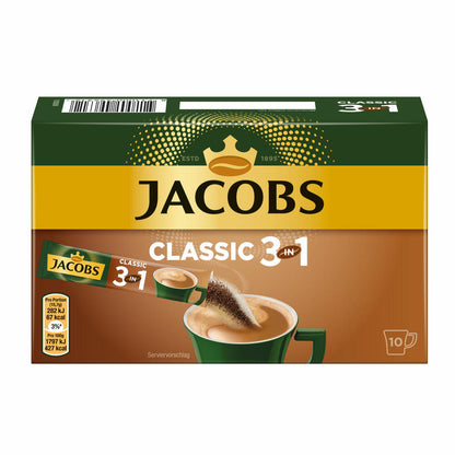 Jacobs 3in1 soluble coffee, instant coffee, 10 cup portions