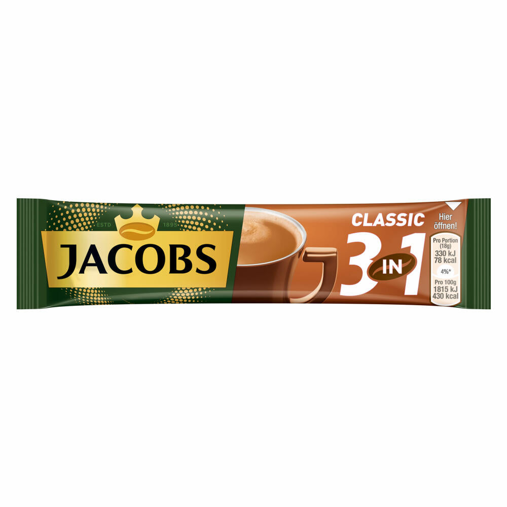 Jacobs 3in1 soluble coffee, instant coffee, 10 cup portions