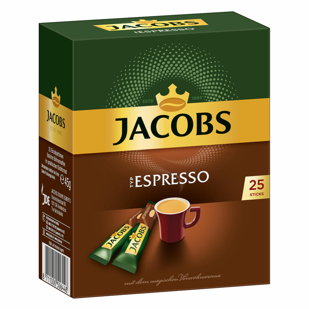 Jacobs Type Espresso, soluble coffee, instant coffee, instant coffee, 25 single servings