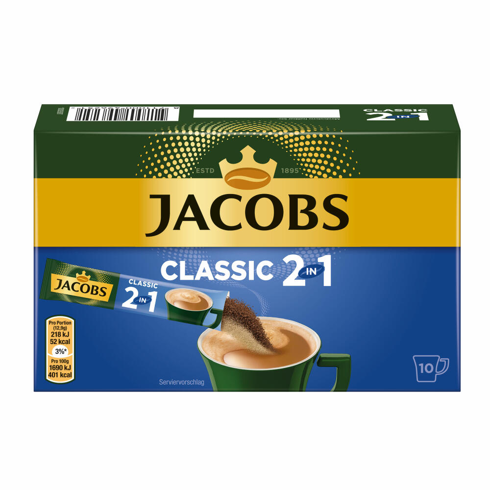 Jacobs 2in1 löslicher Kaffee, Instantkaffee, 10 Becherportionen