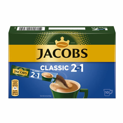 Jacobs 2in1 löslicher Kaffee, Instantkaffee, 10 Becherportionen