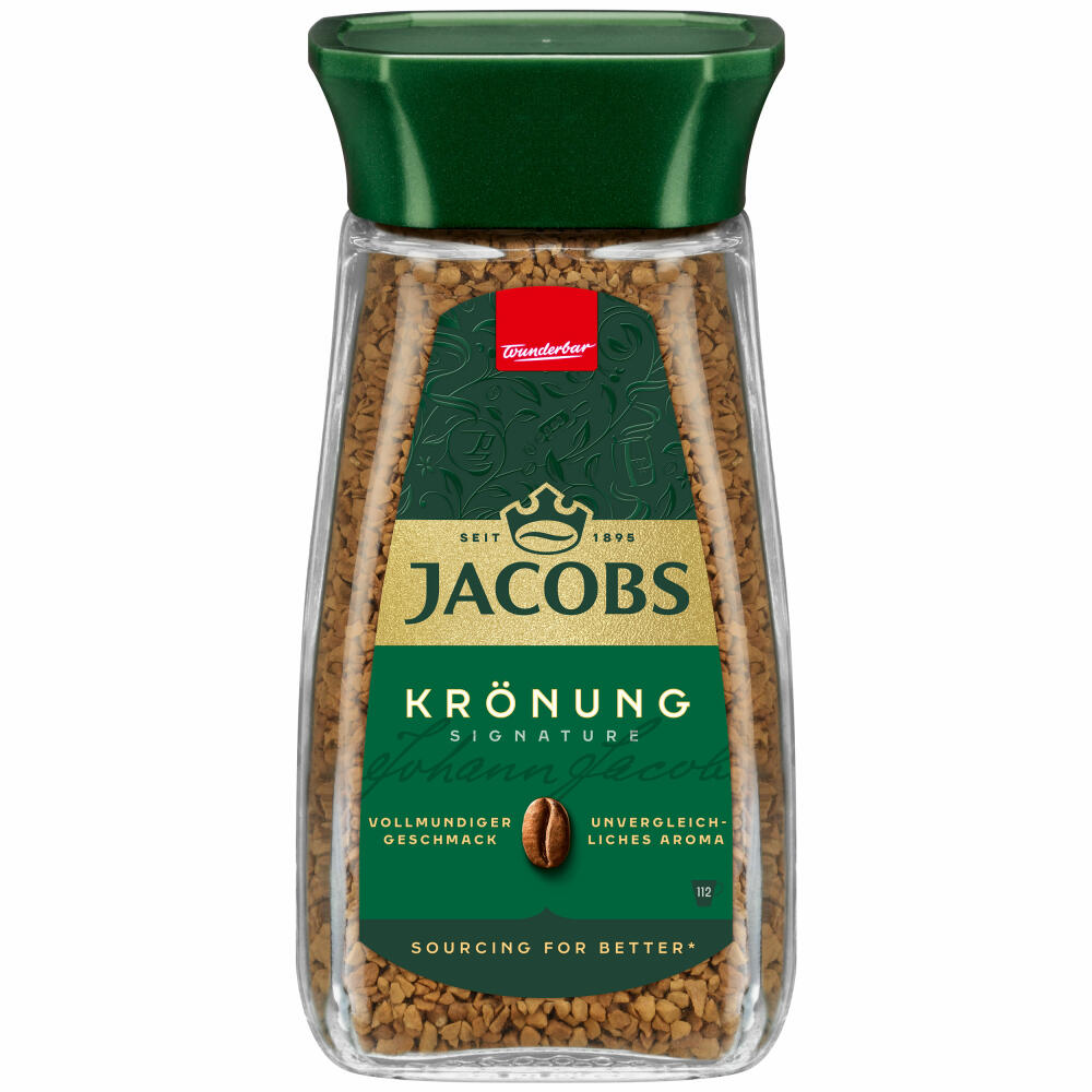 Jacobs Krönung, Löslicher Kaffee, Instantkaffee, Instant Kaffee, Löskaffee, Glas, 200 g