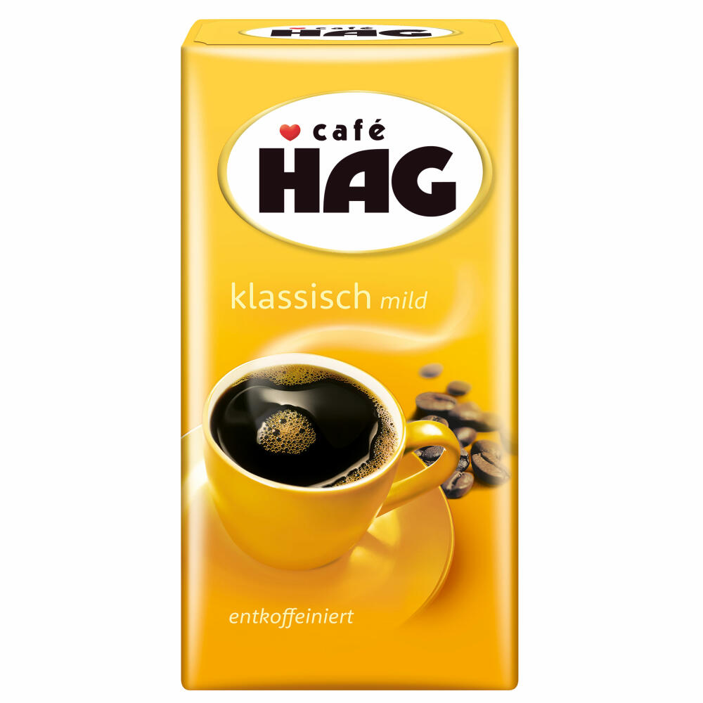 Cafè Hag Klassisch mild, Vollmundiges Aroma, Entkoffeiniert, Gemahlen, Filter-Kaffee, 500g, 4031787