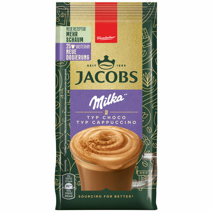 Jacobs Moments Choco Cappuccino, Mild with Milka Chocolate Note, Refill Bag 500g, 75691