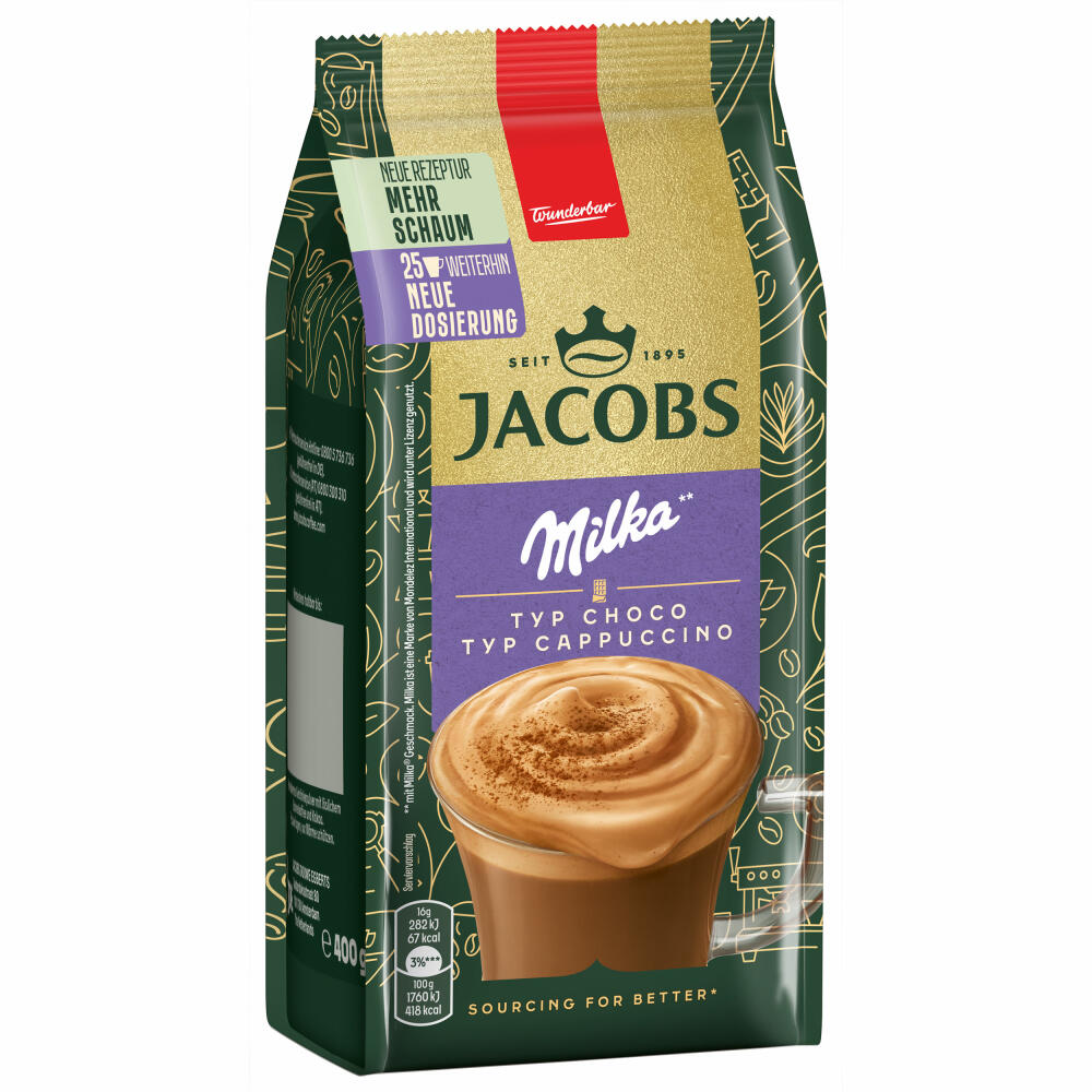 Jacobs Moments Choco Cappuccino, Mild with Milka Chocolate Note, Refill Bag 500g, 75691
