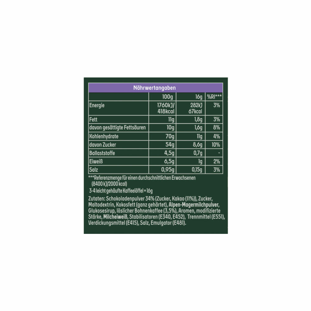 Jacobs Moments Choco Cappuccino, Mild with Milka Chocolate Note, Refill Bag 500g, 75691