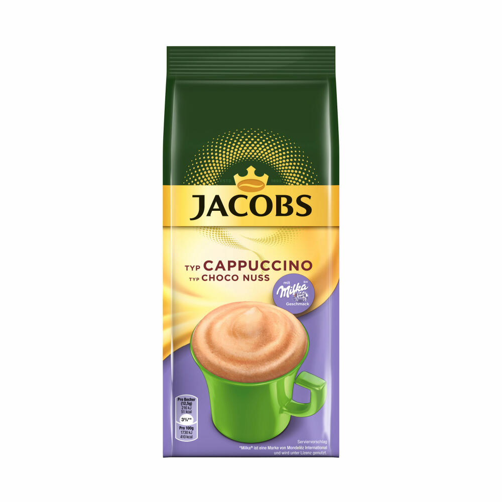 Jacobs Moments Choco Cappuccino Nut, Mild with Milka Chocolate Note Refill Bag 500g
