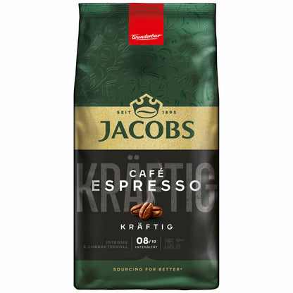 Jacobs Espresso Expertenröstung, Kaffee, ganze Bohnen, Röstkaffee, Kaffeebohnen, 1er Pack (1 x 1000g)