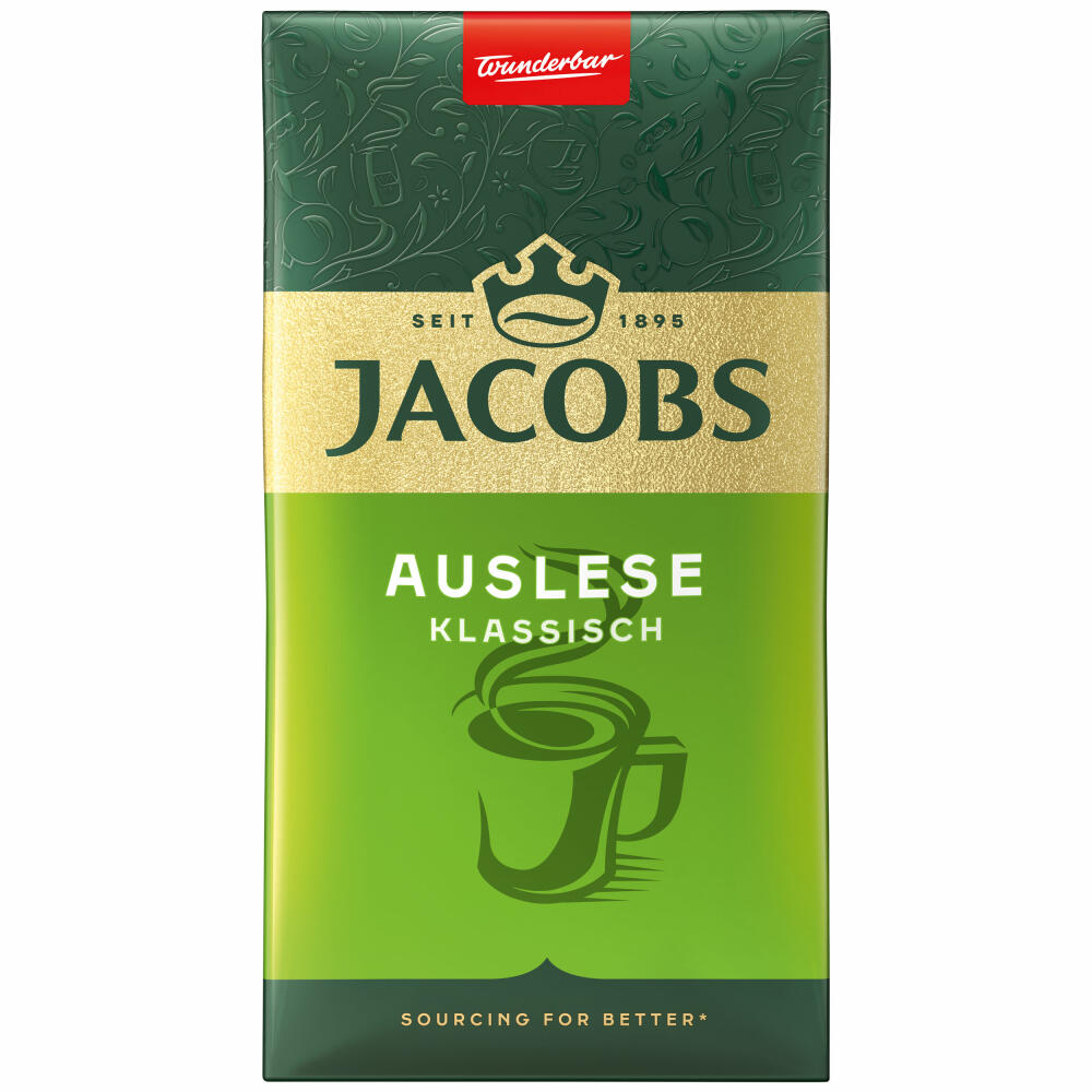 Jacobs Auslese Classic Ground, ground roasted coffee, filter coffee, coffee, 500 g