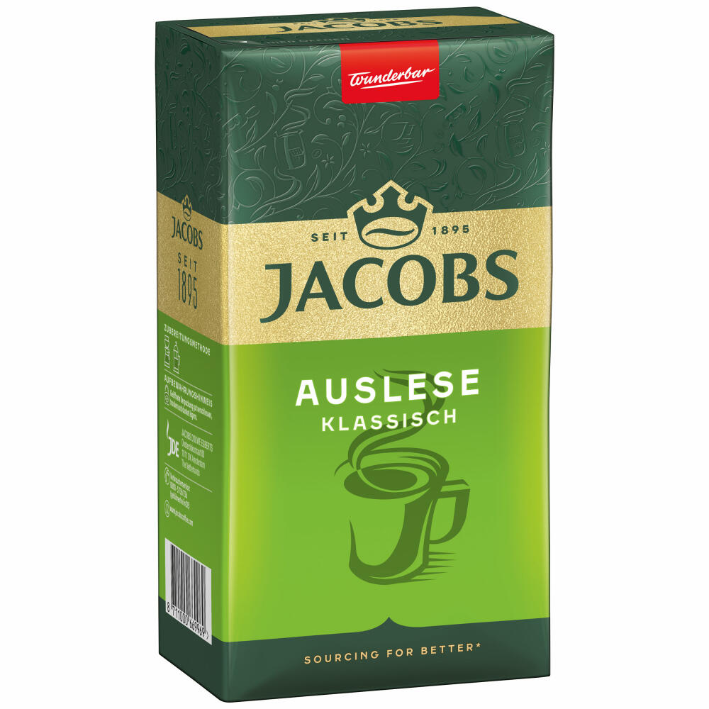 Jacobs Auslese Classic Ground, ground roasted coffee, filter coffee, coffee, 500 g