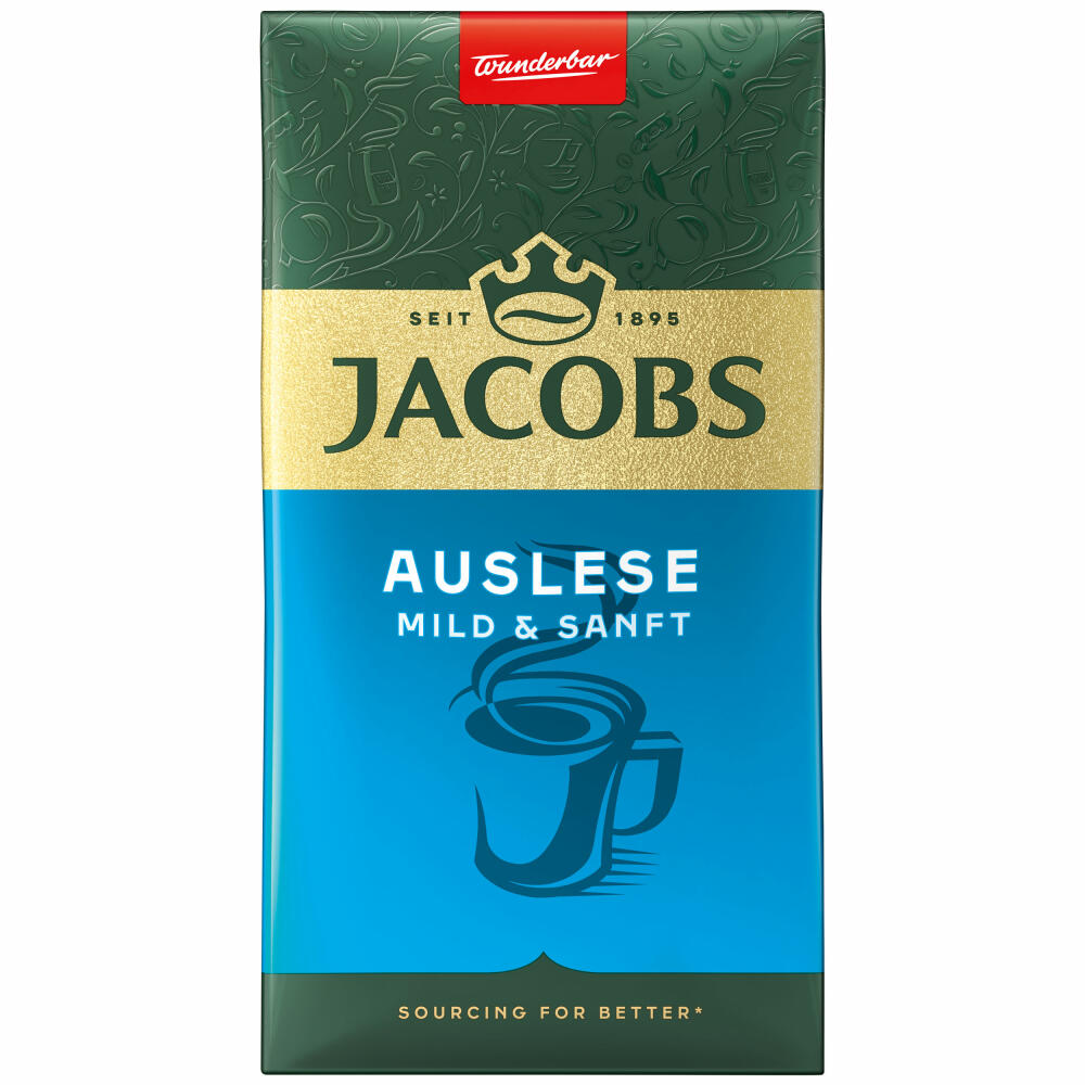 Jacobs Auslese Mild &amp; Gentle, ground roasted coffee, filter coffee, coffee, 500 g