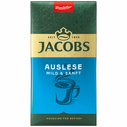 Jacobs Auslese Mild &amp; Gentle, ground roasted coffee, filter coffee, coffee, 500 g