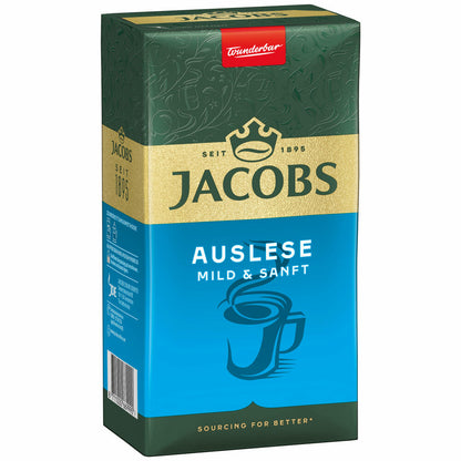 Jacobs Auslese Mild &amp; Gentle, ground roasted coffee, filter coffee, coffee, 500 g