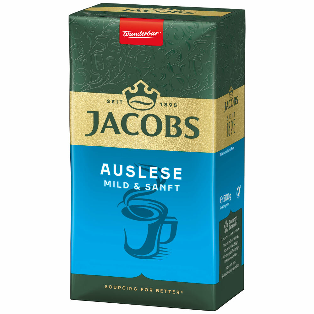 Jacobs Auslese Mild &amp; Gentle, ground roasted coffee, filter coffee, coffee, 500 g