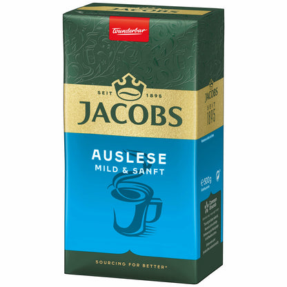 Jacobs Auslese Mild &amp; Gentle, ground roasted coffee, filter coffee, coffee, 500 g