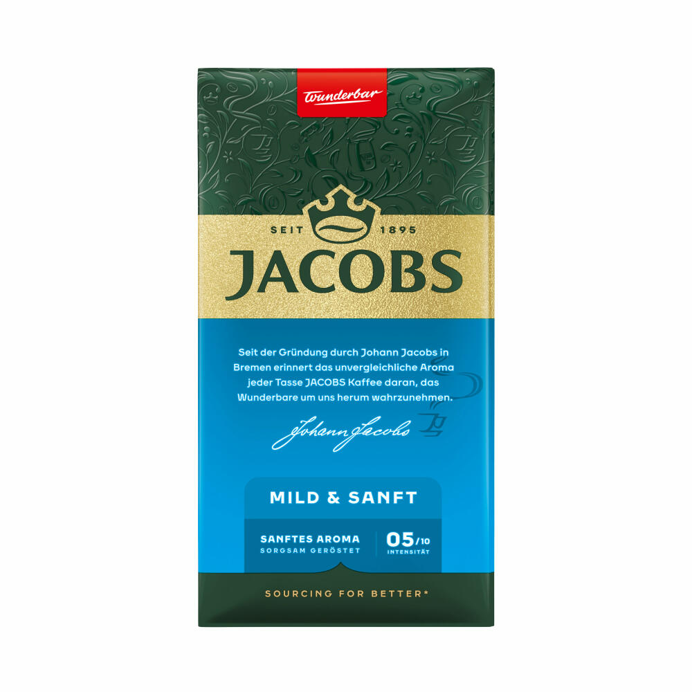 Jacobs Auslese Mild &amp; Gentle, ground roasted coffee, filter coffee, coffee, 500 g