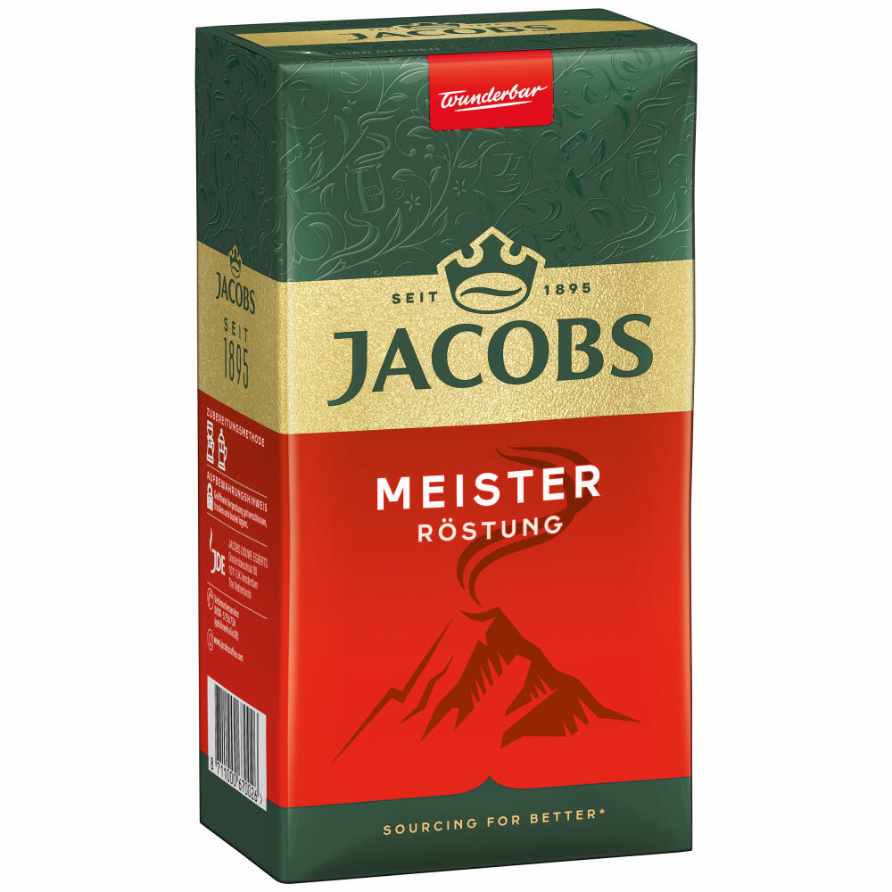 Jacobs Meisterröstung, Kräftiges Aroma, Filterkaffee, Kaffee, für Kaffeemaschine, 500g