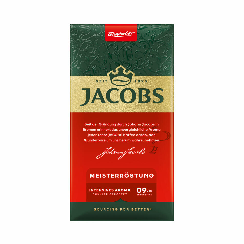 Jacobs Meisterröstung, Kräftiges Aroma, Filterkaffee, Kaffee, für Kaffeemaschine, 500g