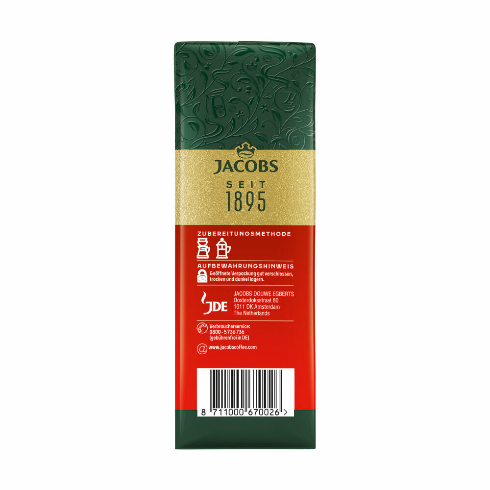 Jacobs Meisterröstung, Kräftiges Aroma, Filterkaffee, Kaffee, für Kaffeemaschine, 500g