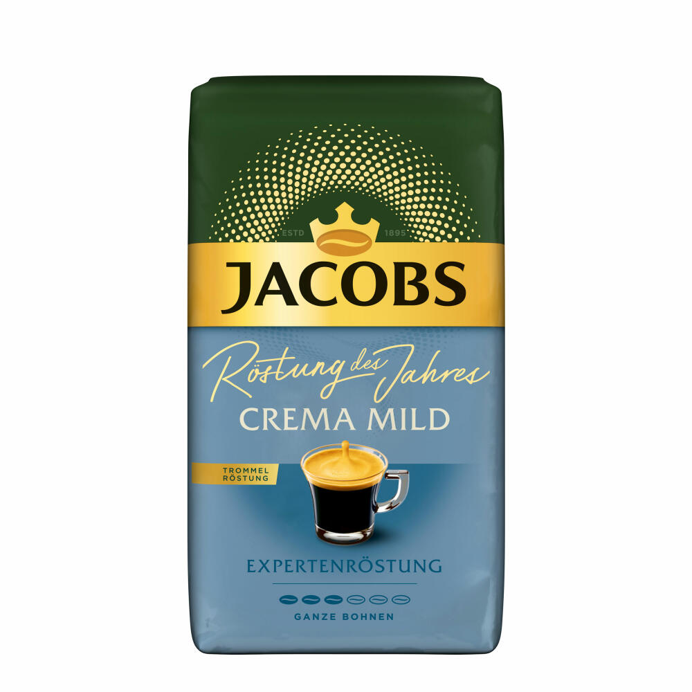Jacobs Crema Mild Expertenröstung, Röstung des Jahres, Kaffee, ganze Bohnen, Röstkaffee, Kaffeebohnen, 1000 g