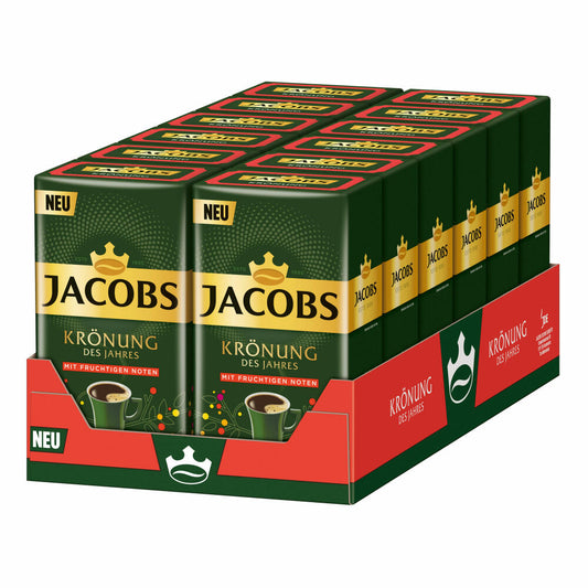 Jacobs Krönung des Jahres 12er Set, mit fruchtigen Noten, Röstkaffee gemahlen, Filterkaffee, 12 x 500 g