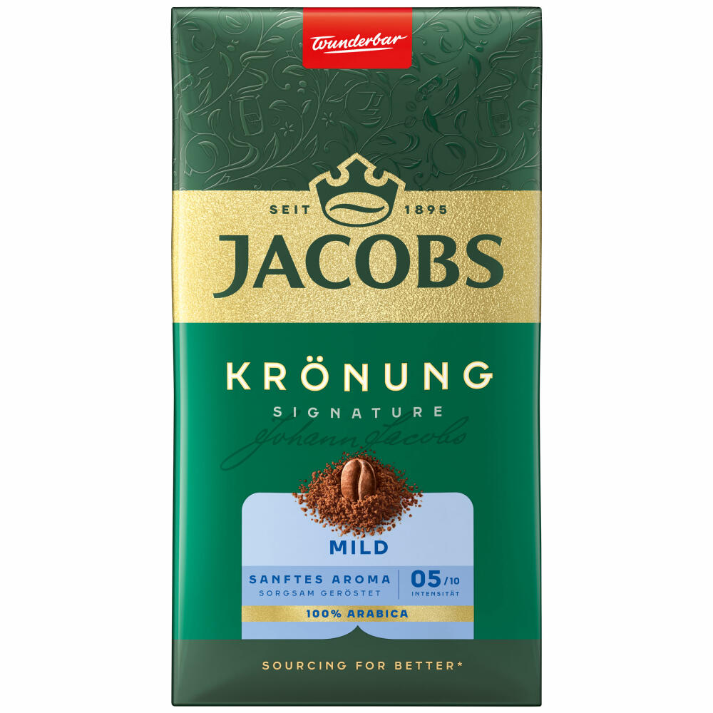 Jacobs Krönung Mild Gemahlen, gemahlener Röstkaffee, Filterkaffee, Kaffee, 500 g