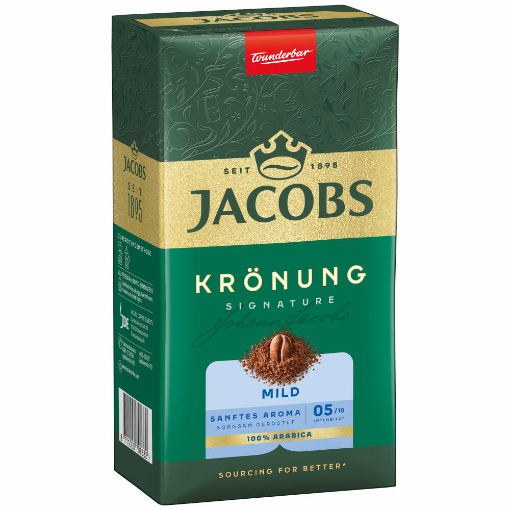 Jacobs Krönung Mild Gemahlen, gemahlener Röstkaffee, Filterkaffee, Kaffee, 500 g