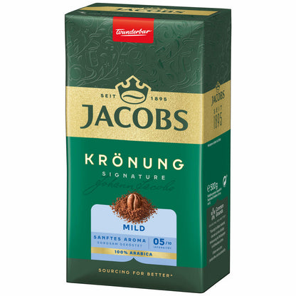 Jacobs Krönung Mild Gemahlen, gemahlener Röstkaffee, Filterkaffee, Kaffee, 500 g