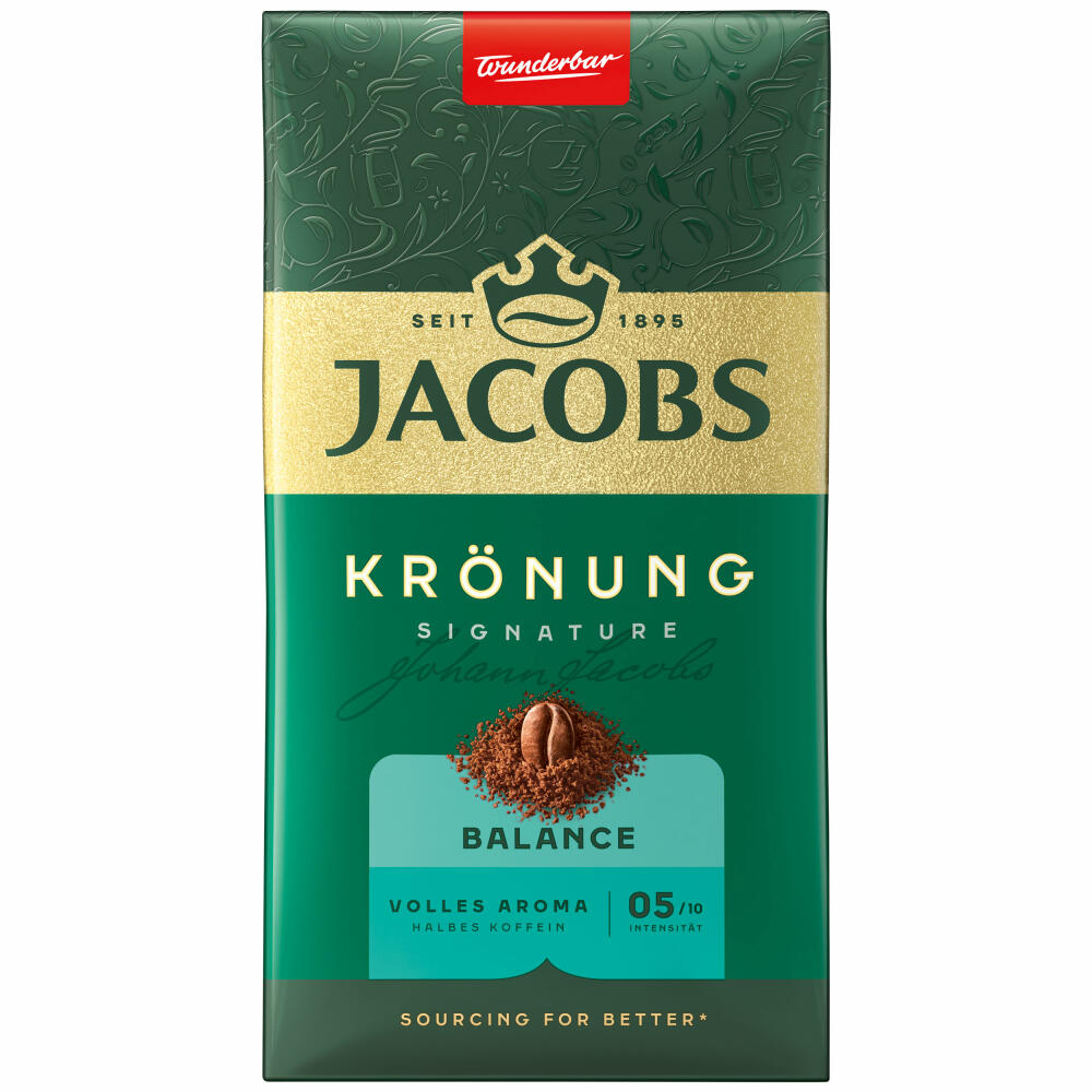 Jacobs Krönung Balance Gemahlen, gemahlener Röstkaffee, Filterkaffee, Kaffee, 500 g
