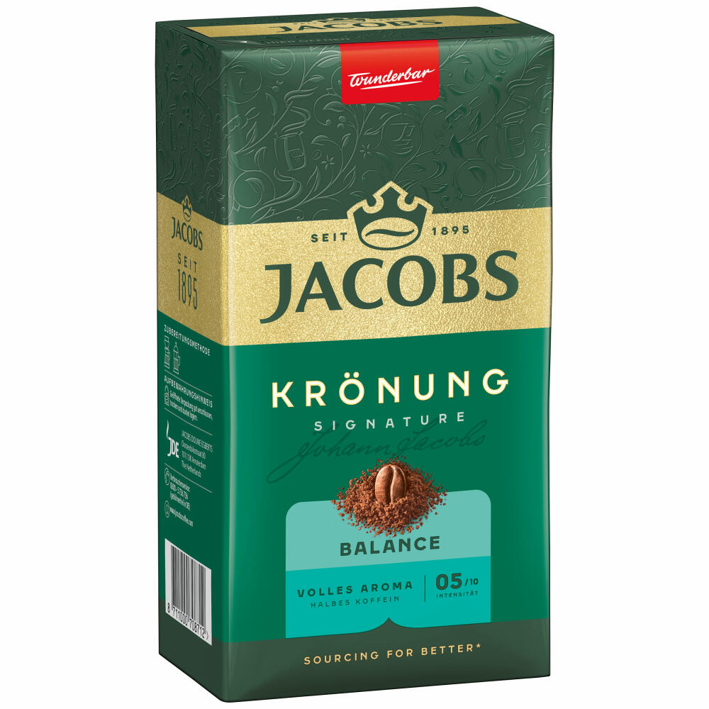 Jacobs Krönung Balance Gemahlen, gemahlener Röstkaffee, Filterkaffee, Kaffee, 500 g