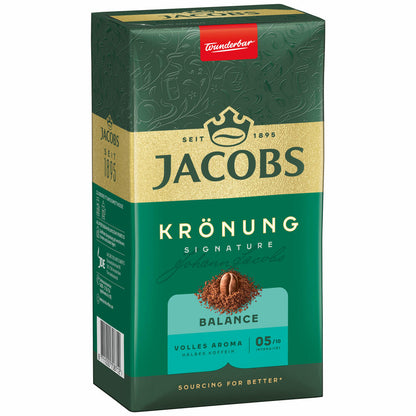 Jacobs Krönung Balance Gemahlen, gemahlener Röstkaffee, Filterkaffee, Kaffee, 500 g