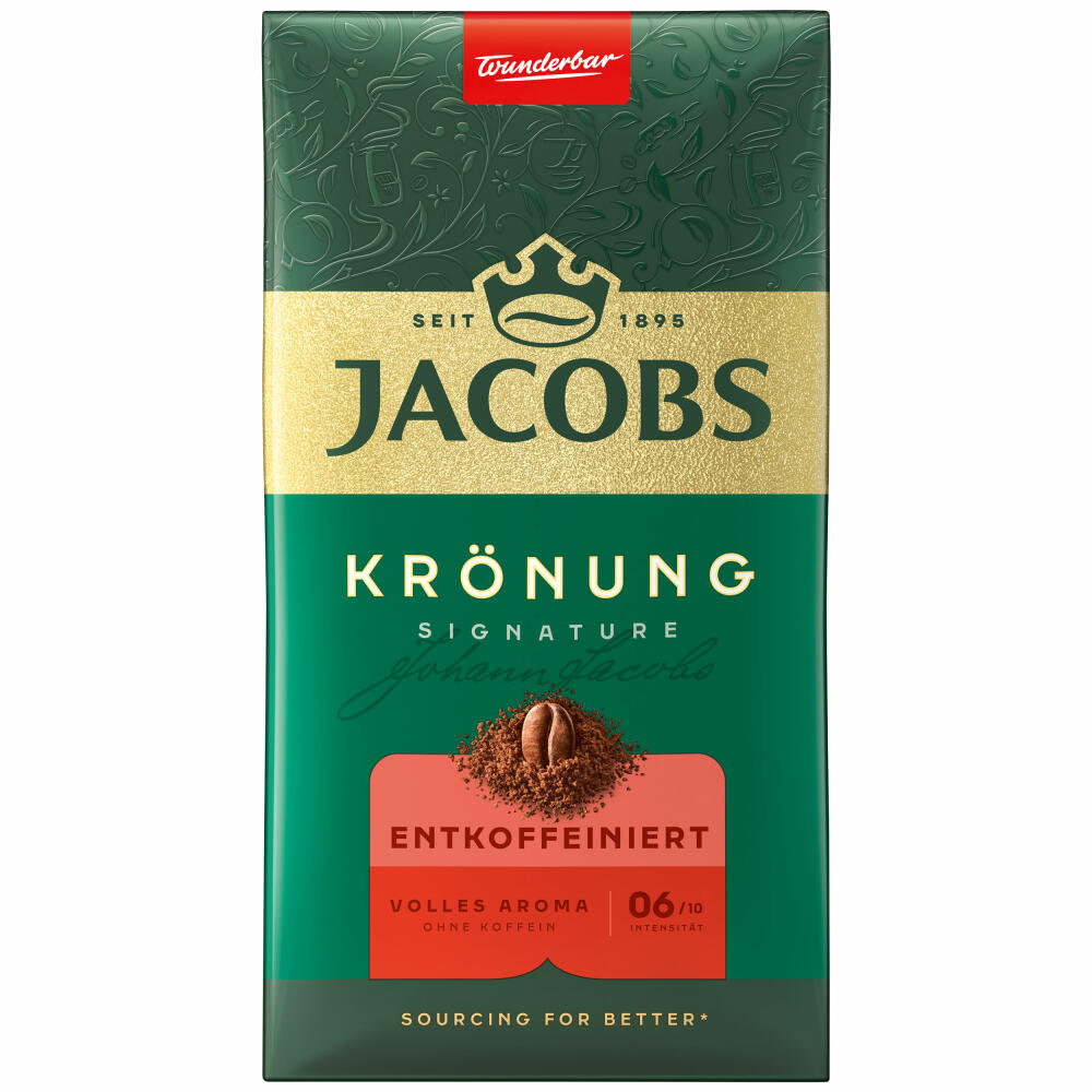 Jacobs Krönung Decaffeinated, ground roasted coffee, filter coffee, coffee, 500 g