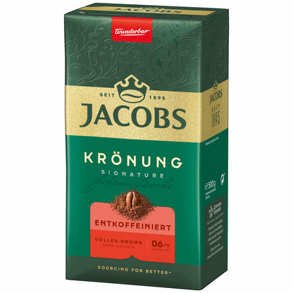 Jacobs Krönung Decaffeinated, ground roasted coffee, filter coffee, coffee, 500 g