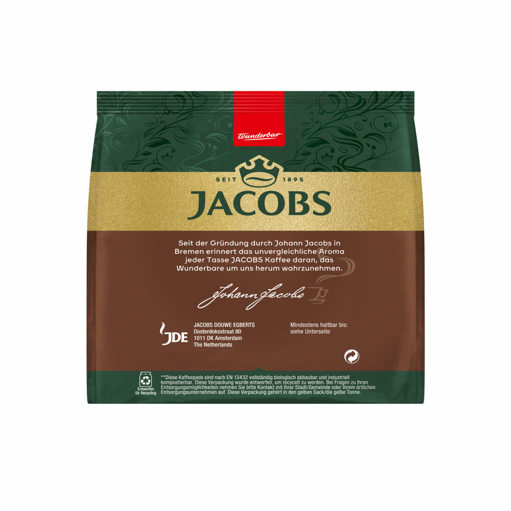Jacobs Coffee Pads Crema Pads, Strong, Intense &amp; Full-Bodied Taste, Coffee, 18 Pads