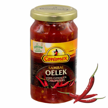 Conimex Sambal Oelek, Indonesian chili paste, sauce, spices, hot, 375 g