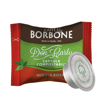 Caffè Borbone Kaffeekapseln Don Carlo Kompostierbar Rossa, kompatibel mit Lavazza A Modo Mio, 100 Kapseln