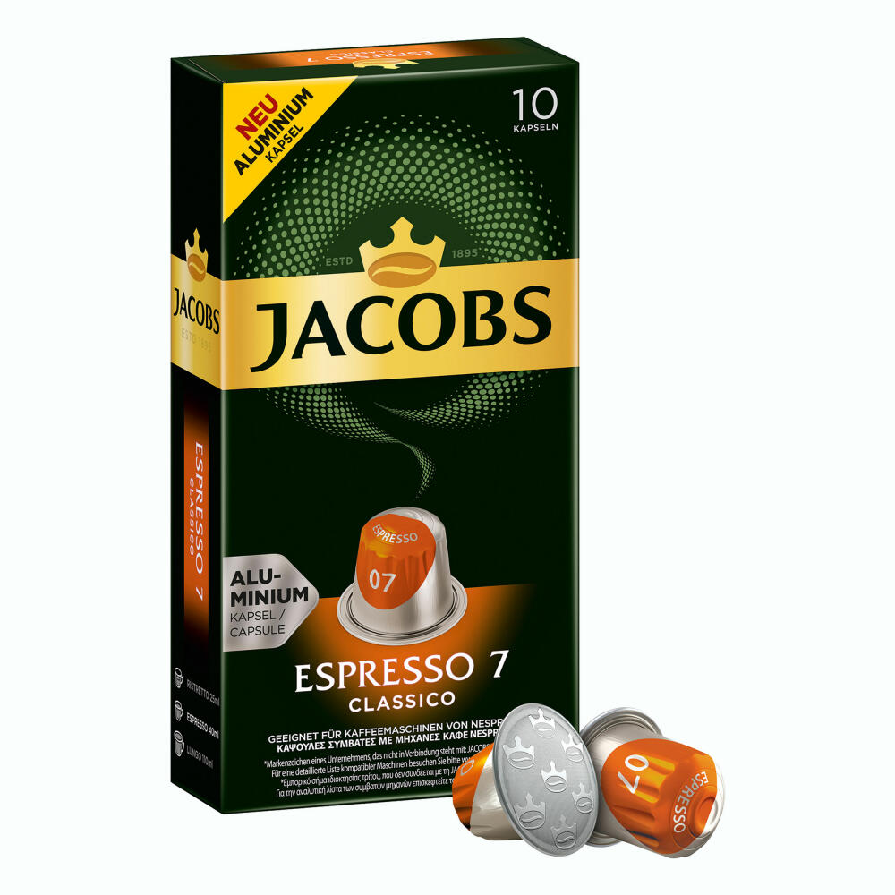 Jacobs Espresso 7 Classico, Kaffeekapseln, Nespresso Kompatibel, Kaffee, 50 Kapseln, á 5.2 g