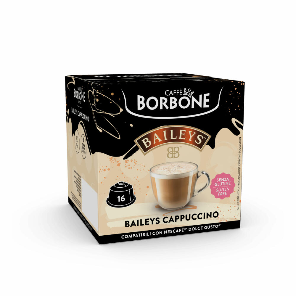 Caffè Borbone Kaffeekapseln Cappuccino Baileys, kompatibel mit Nescafè Dolce Gusto, 16 Kapseln